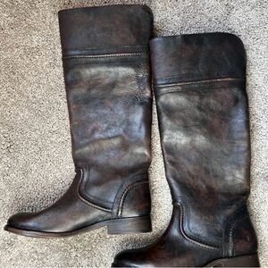 FRYE BOOTS Shoes Melissa Dark Brown
Seam Tall Pull-on MSRP $358 Leather 7